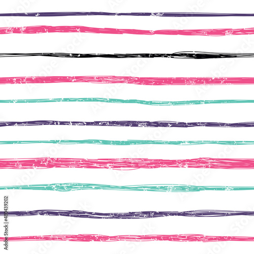 Seamless pattern with bright stripes in pink, black and turquoise.