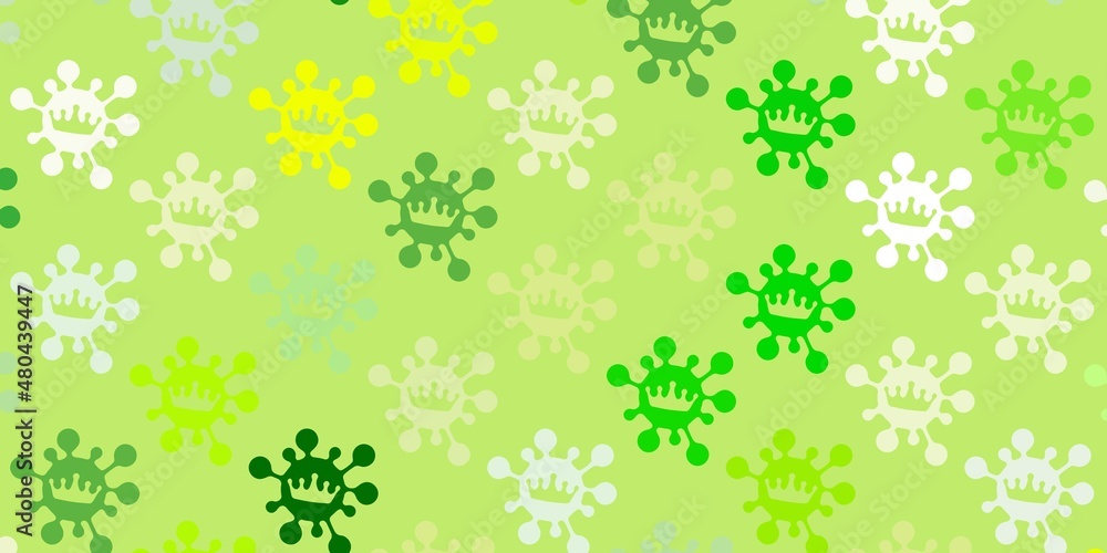 Light green, yellow vector backdrop with virus symbols. Light green, yellow vector backdrop with virus symbols.