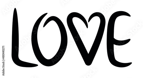 Lettering love. Black letters isolated on white background.