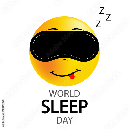 World sleep day sleeping emoticon, vector art illustration.