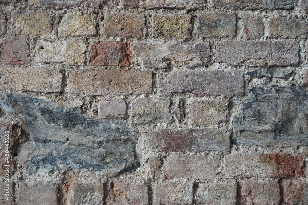 old brick and stone wall, copy space old brick and stone wall, copy space