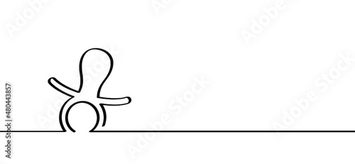 Baby pacifier icon. Baby nipple thin line symbol. Vector flat line pattern, baby dummy logo. Cartoon drawing