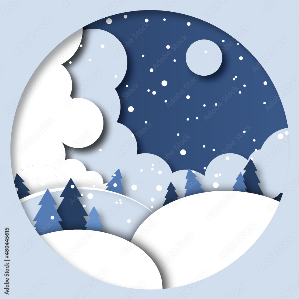 cartoon winter snow postcard