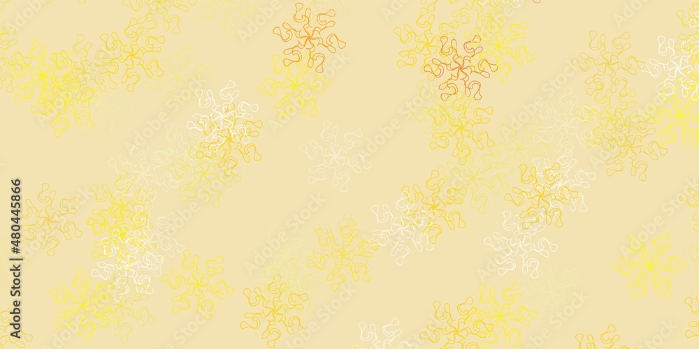 Light yellow vector doodle pattern with flowers. Light yellow vector doodle pattern with flowers.