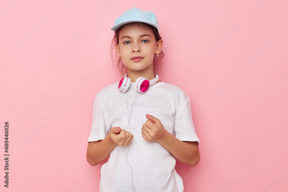 pretty young girl wearing headphones posing emotions Lifestyle unaltered pretty young girl wearing headphones posing emotions Lifestyle unaltered