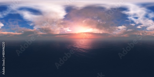 Lunar seascape, HDRI, environment map , Round panorama, spherical panorama, equidistant projection, panorama 360, 3d rendering