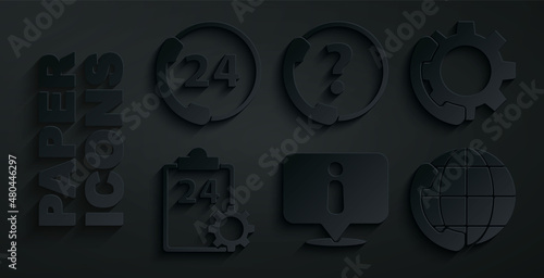 Set Information, Telephone 24 hours support, Checklist with service, and icon. Vector