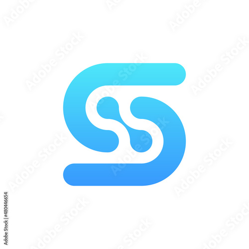Letter S neuron molecular technology logo design
