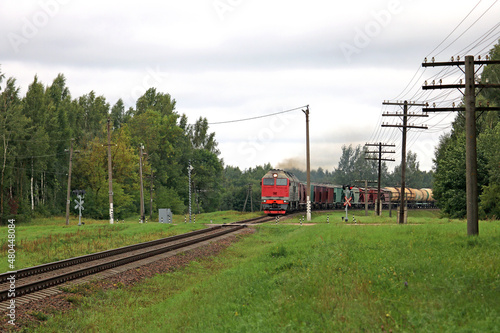 freight train passing the level crossing 