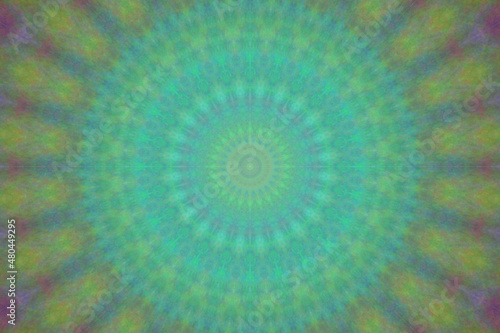 Abstract fractal background with kaleidoscope design - Computer rendered green theme wallpaper illustration.