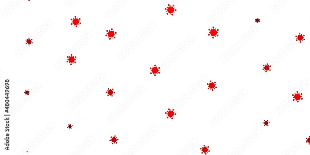 Light red, yellow vector background with covid-19 symbols.