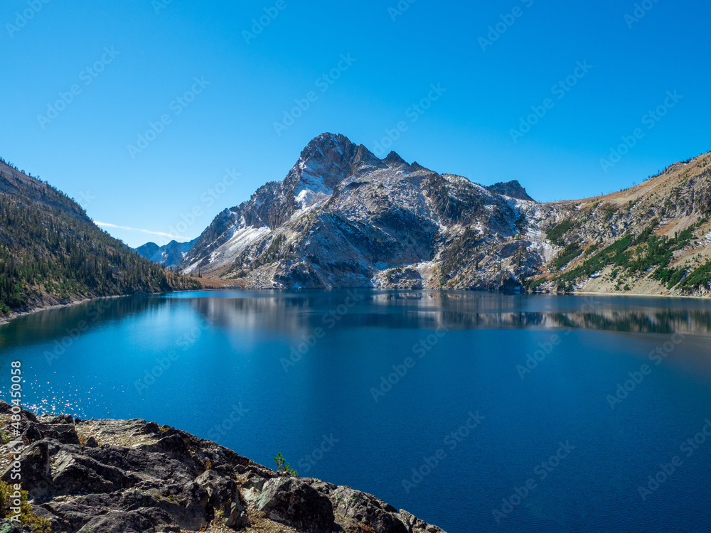 Sawtooth Lake in the National Forest Looking towards a Mountain