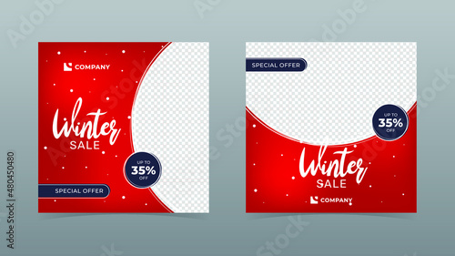 Winter sale special offer social media, web site banner design template