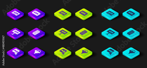 Set Advertising, Lead management, Browser window, and icon. Vector