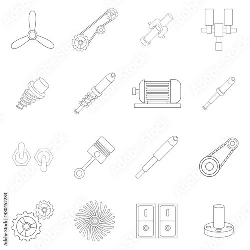 Mechanism parts icon set outline