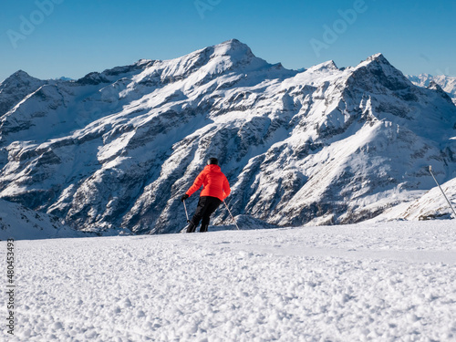 Skier on a ski slope in Gressoney