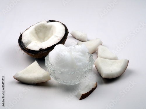 Coconut oil and coconut pieces