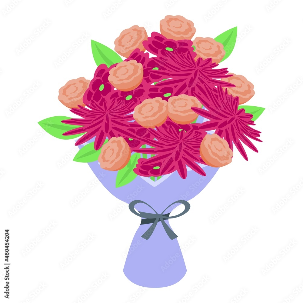 Posy flower bouquet icon isometric vector. Bunch gift