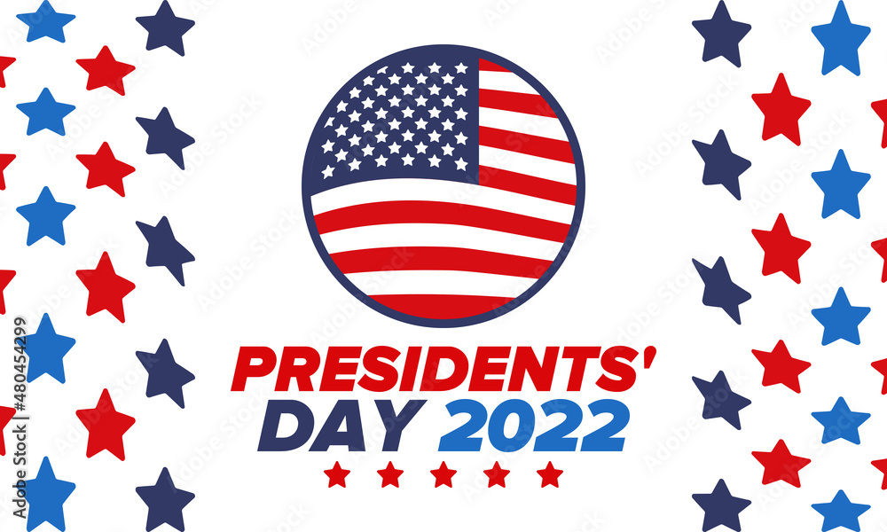 Happy Presidents day in United States. Washington's Birthday. Federal holiday in America. Celebrated in February. Patriotic american elements. Poster, banner and background. Vector illustration Happy Presidents day in United States. Washington's Birthday. Federal holiday in America. Celebrated in February. Patriotic american elements. Poster, banner and background. Vector illustration