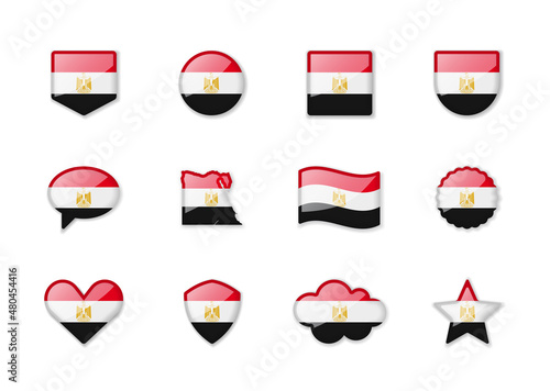 Free Download Egypt - set of shiny flags of different shapes. - GFXLoad