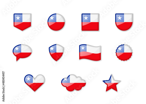 Free Download Chile - set of shiny flags of different shapes. - GFXLoad