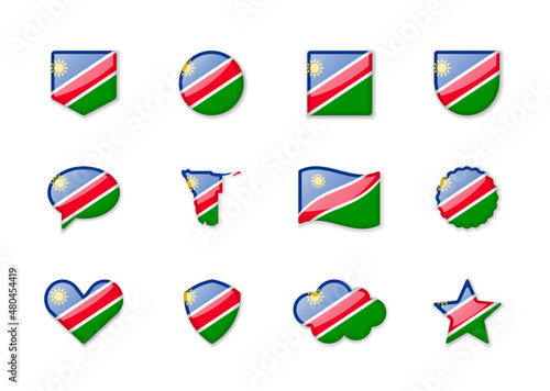 Free Download Namibia - set of shiny flags of different shapes. - GFXLoad