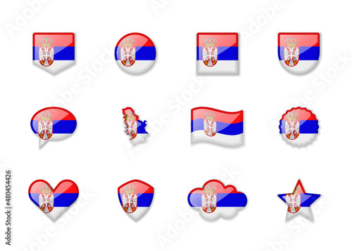 Free Download Serbia - set of shiny flags of different shapes. - GFXLoad