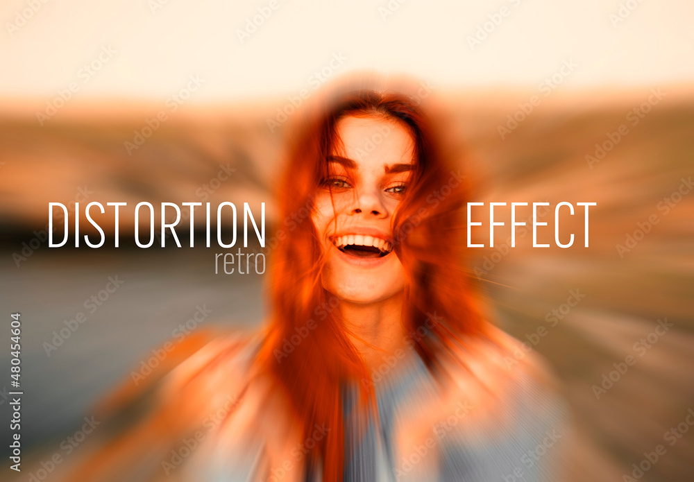 Distorsion Retro Photo Effect Stock Template | Adobe Stock