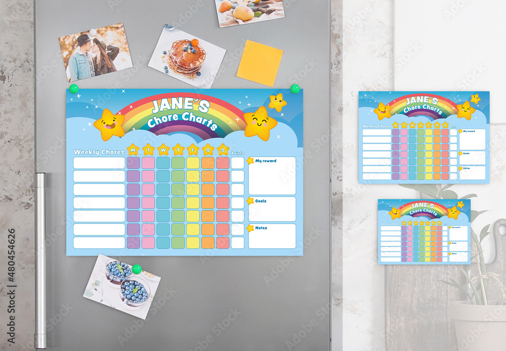 Kids Chore Charts Printable Template Stock Template | Adobe Stock