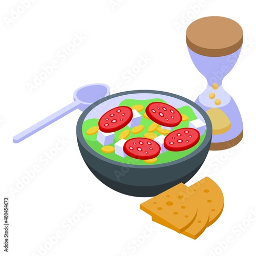 Late breakfast icon isometric vector. Bed sleep