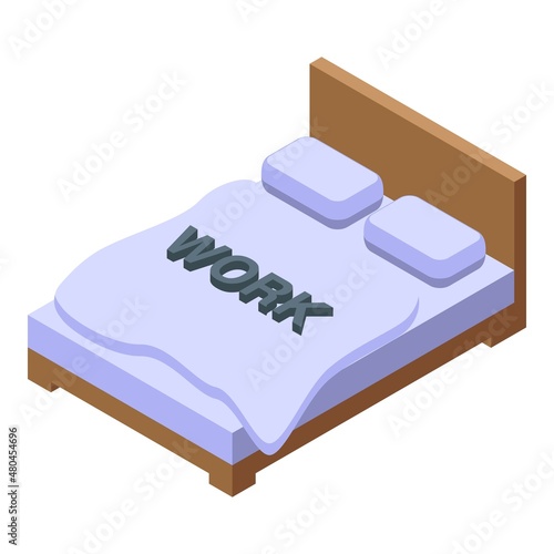 Late work bedroom icon isometric vector. Bed sleep