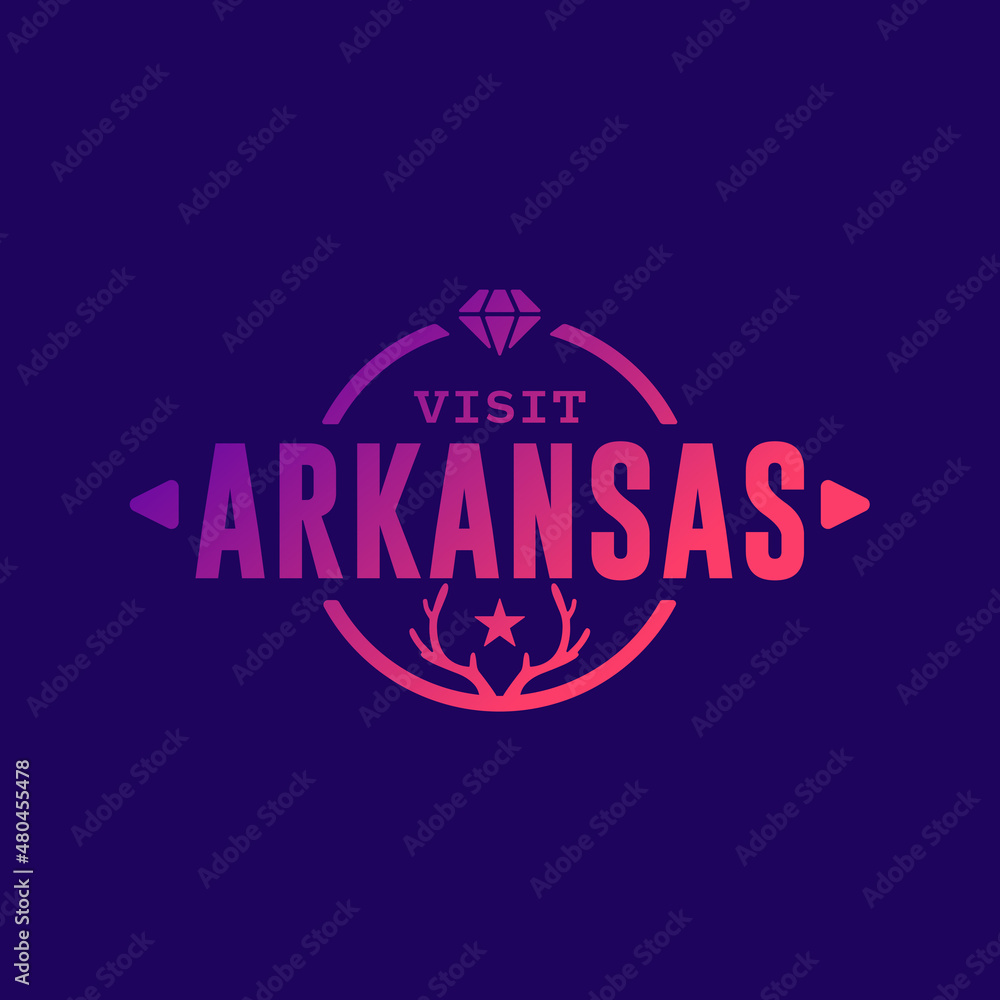 Visit Arkansas state USA, travel logo and icon
