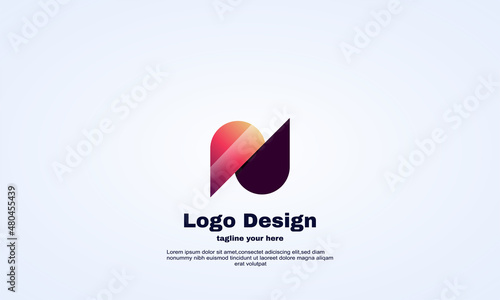 vector initial letter n logo template shape brown