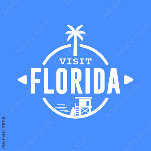 Visit Florida state USA, travel logo and icon
