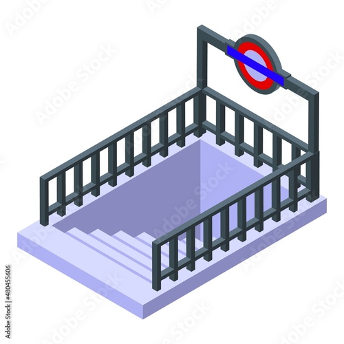 Metro subway stairs icon isometric vector. Card machine