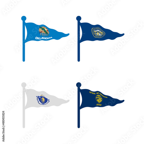 Flags of Oklahoma, Oregon, Massachusetts, Nebraska vector illustration. photo