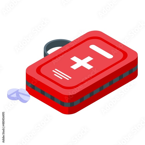 First aid kit icon isometric vector. Box emergency