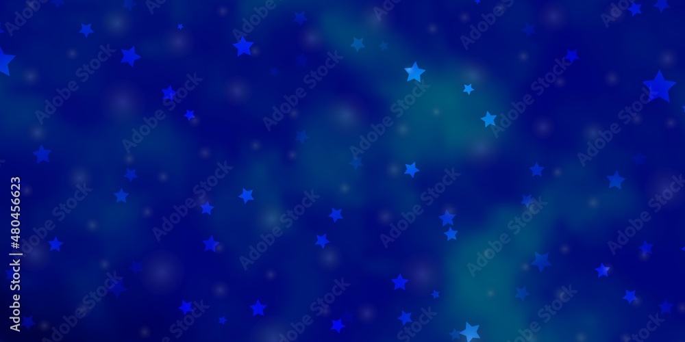 Light BLUE vector background with colorful stars. Colorful illustration in abstract style with gradient stars. Pattern for new year ad, booklets.