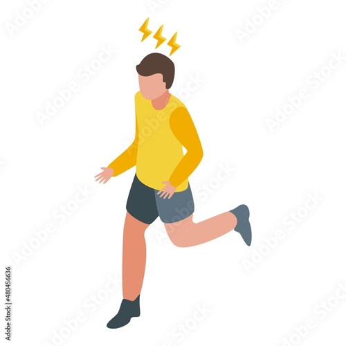 Energy runner icon isometric vector. Run man