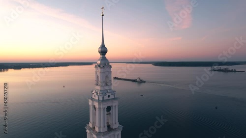 Footage of bell tower in Kalyazin. 