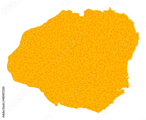 Vector Golden map of Kauai Island. Map of Kauai Island is isolated on a white background. Golden items mosaic based on solid yellow map of Kauai Island.