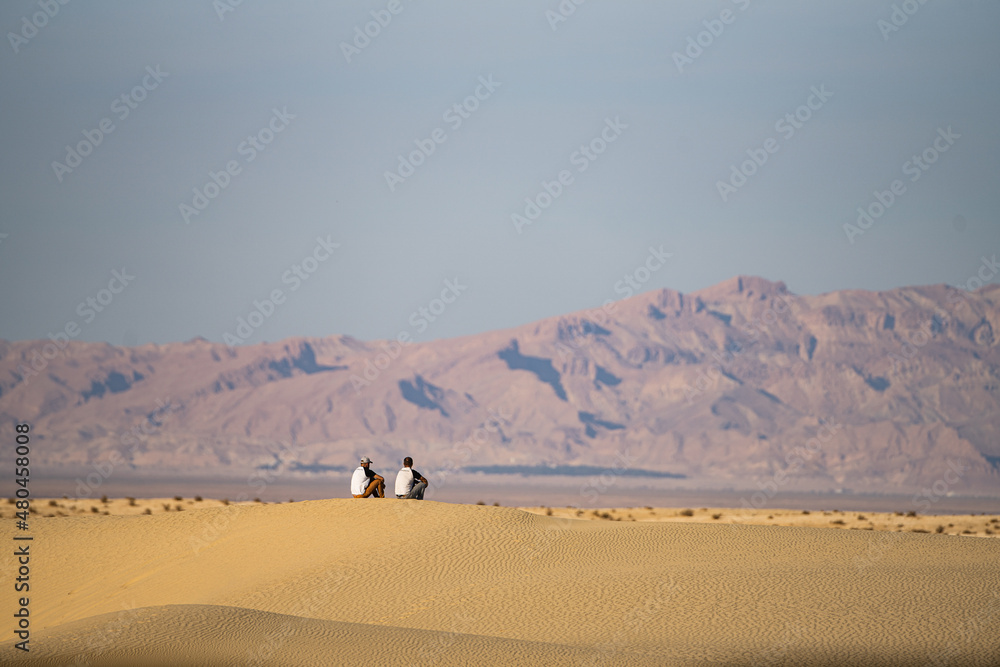 Rally in Tunisian desert. View of the desert in western Tunisia , beginning of the Sahara.