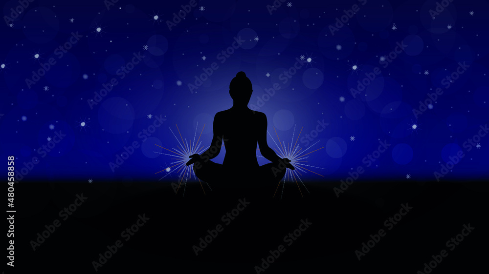 The silhouette of a woman in a yoga position, meditation and spiritual The silhouette of a woman in a yoga position, meditation and spiritual