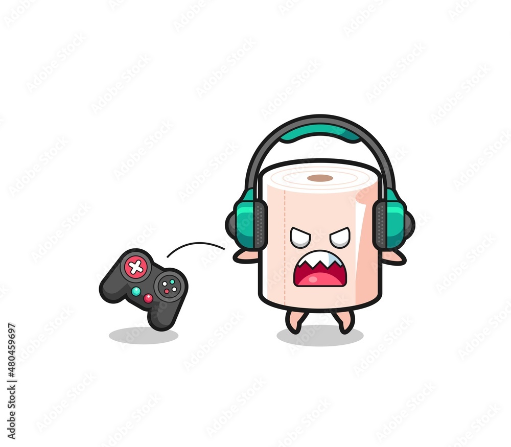 tissue roll gamer mascot is angry tissue roll gamer mascot is angry