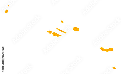 Vector Golden map of Azores Islands. Map of Azores Islands is isolated on a white background. Golden items pattern based on solid yellow map of Azores Islands.