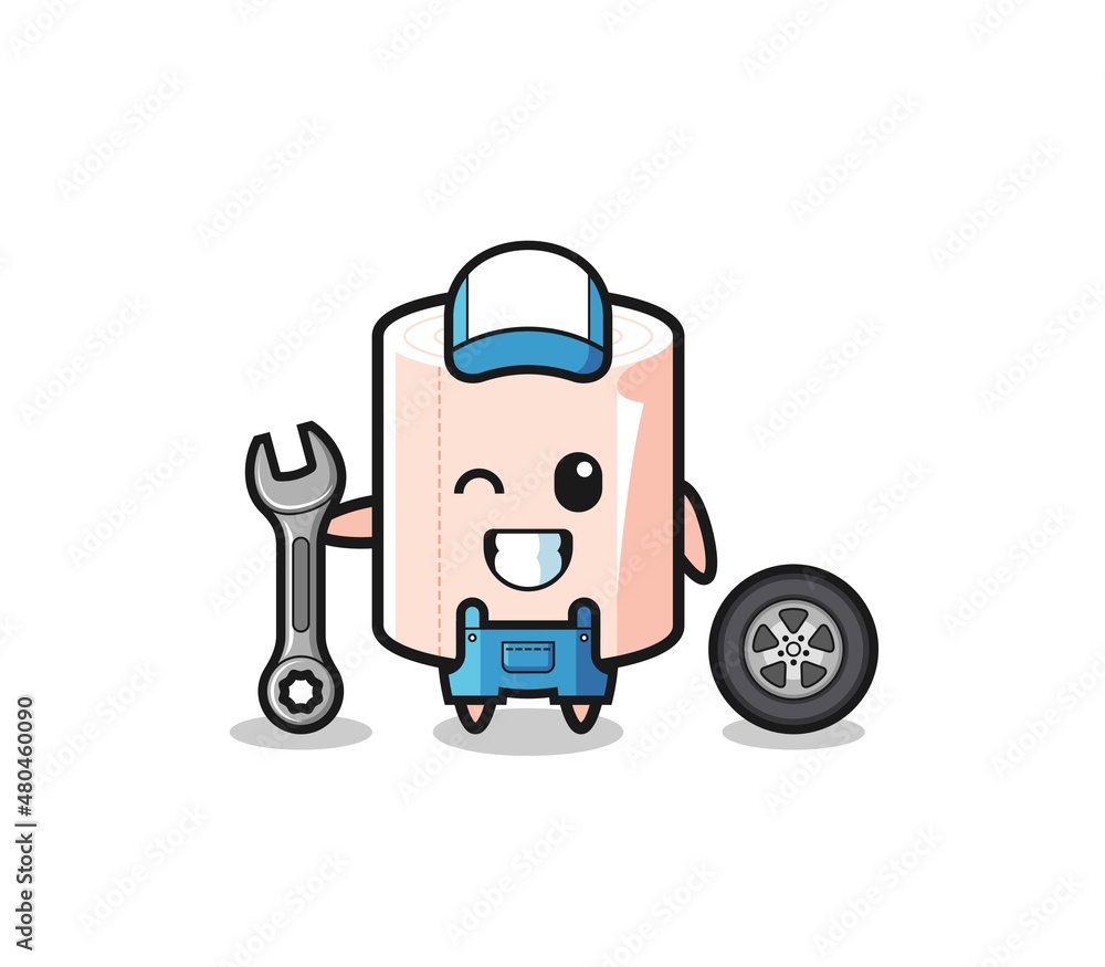 the tissue roll character as a mechanic mascot the tissue roll character as a mechanic mascot