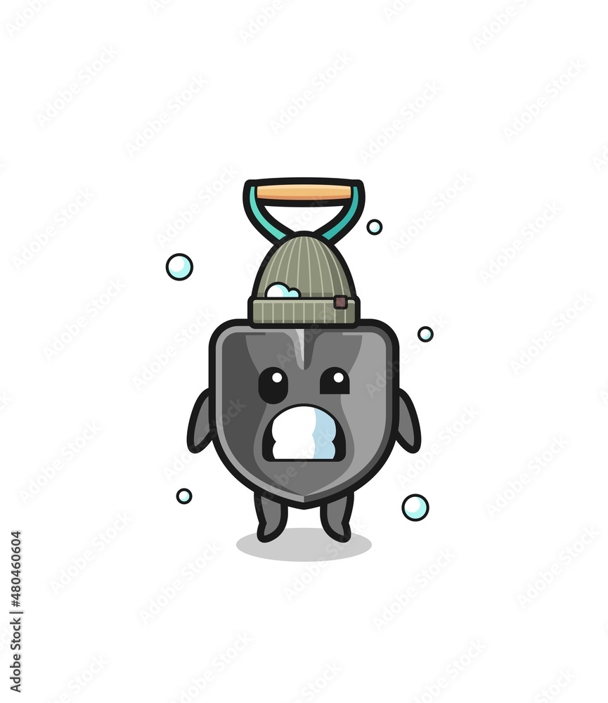 cute cartoon shovel with shivering expression cute cartoon shovel with shivering expression