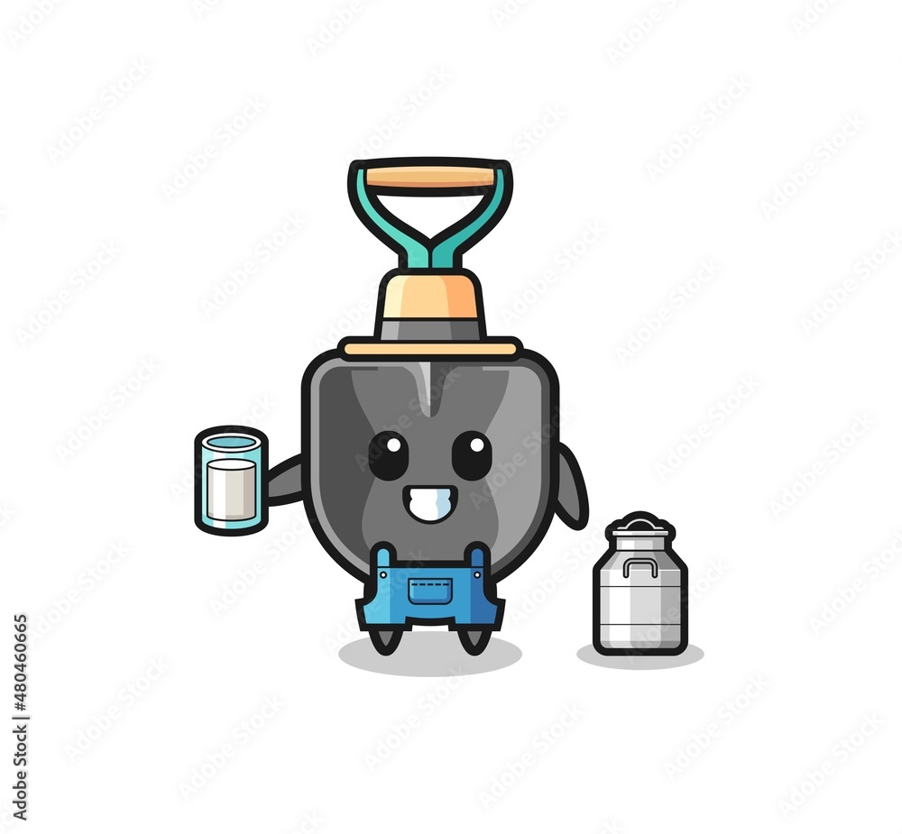 shovel cartoon as the dairy farmer