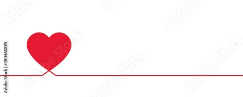 Love heart line background, Romance, Charity, Pulse trace, ECG or EKG Cardio graph symbol for Health and Medical