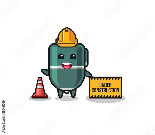 illustration of ballpoint pen with under construction banner